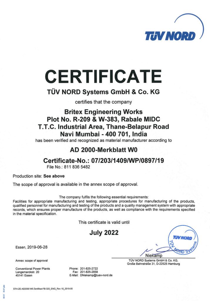 AD Merkblatt Certificate