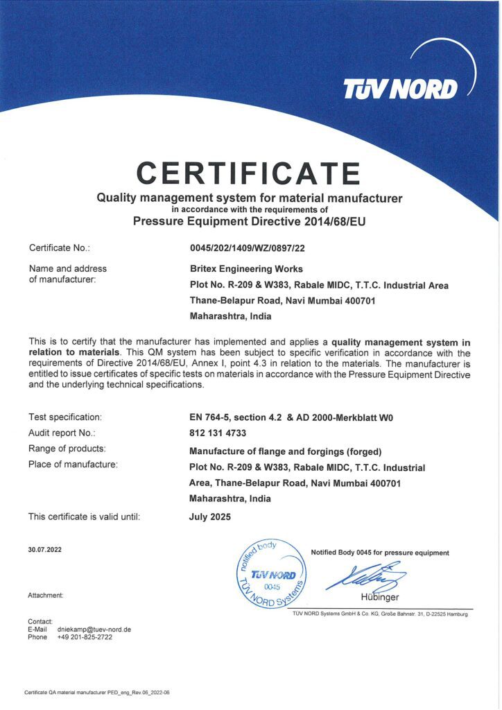 PED Certificate